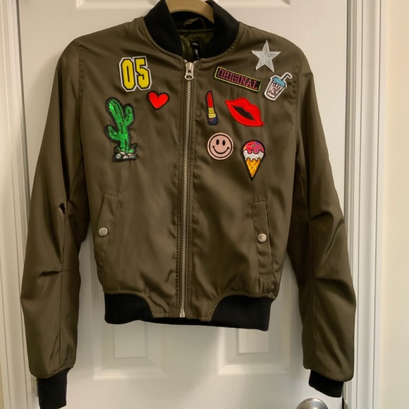 Design Lab army green bomber jacket - Picture 2 of 7